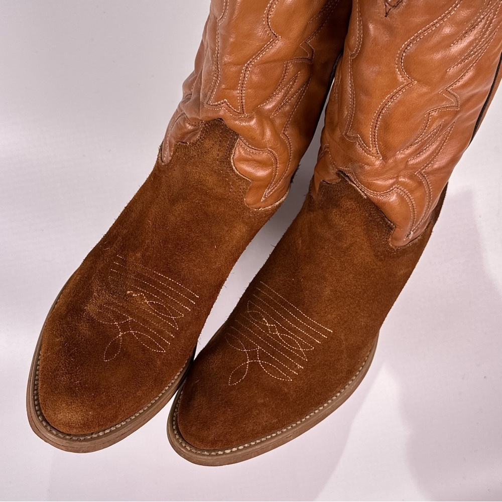 Miller Stockman Brown Leather Western Cowboy Boots Mens 8.5 - Picture 4 of 12